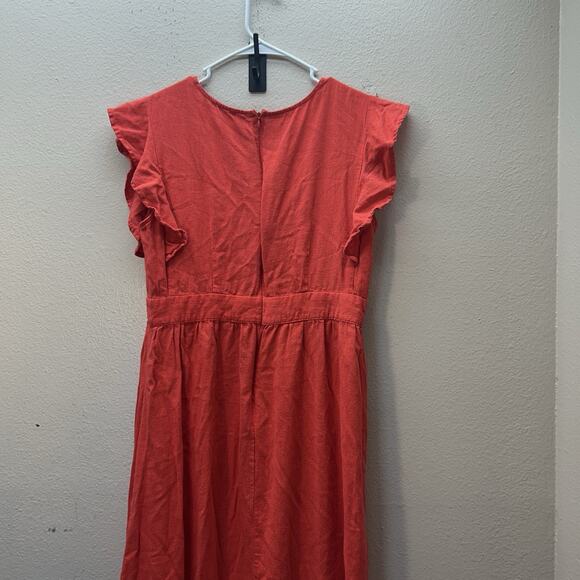 For Cynthia SZ M Linen Blend Maxi Dress Lagenlook Coastal Cottagecore Flutter - Picture 10 of 13